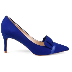 Brinley Co. Womens Mica Faux Suede Pointed Toe Ruffle Skinny Heels Blue, 10 Regular US