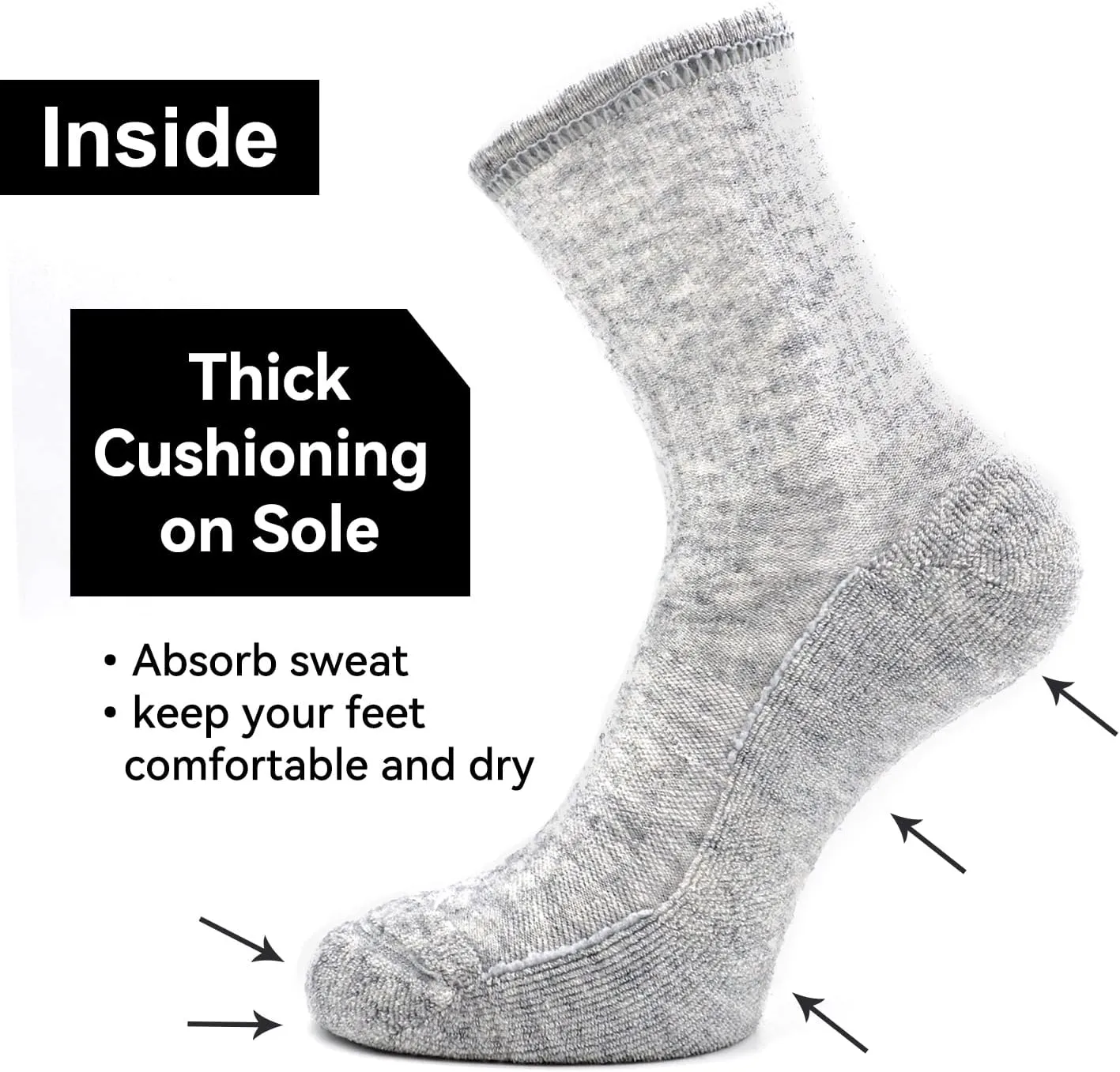 Busy Socks 3 Pack Men's Merino Wool Hiking Crew Socks Womens Warm Thick Cushioned Outdoor Athletic Socks for Walking Running