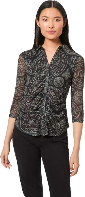 Cable & Gauge Ruched Button Down Blouse
