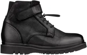 CALTO Men's Invisible Height Increasing Elevator Shoes - Black Leather Lace-up Work-Style Casual Boots - 3.2 Inches Taller - K83114 - Size 10 D(M) US