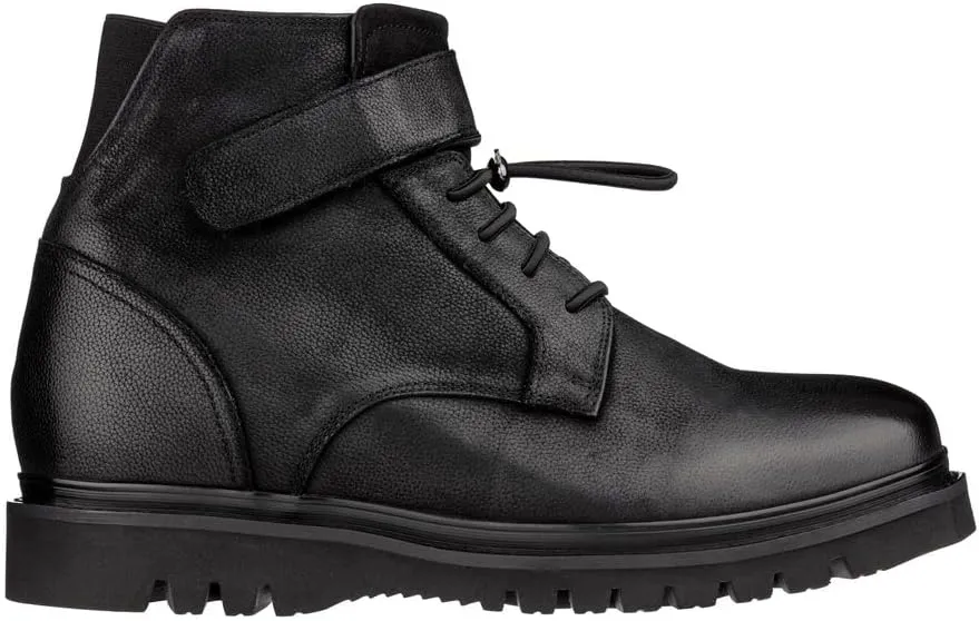 CALTO Men's Invisible Height Increasing Elevator Shoes - Black Leather Lace-up Work-Style Casual Boots - 3.2 Inches Taller - K83114 - Size 10 D(M) US