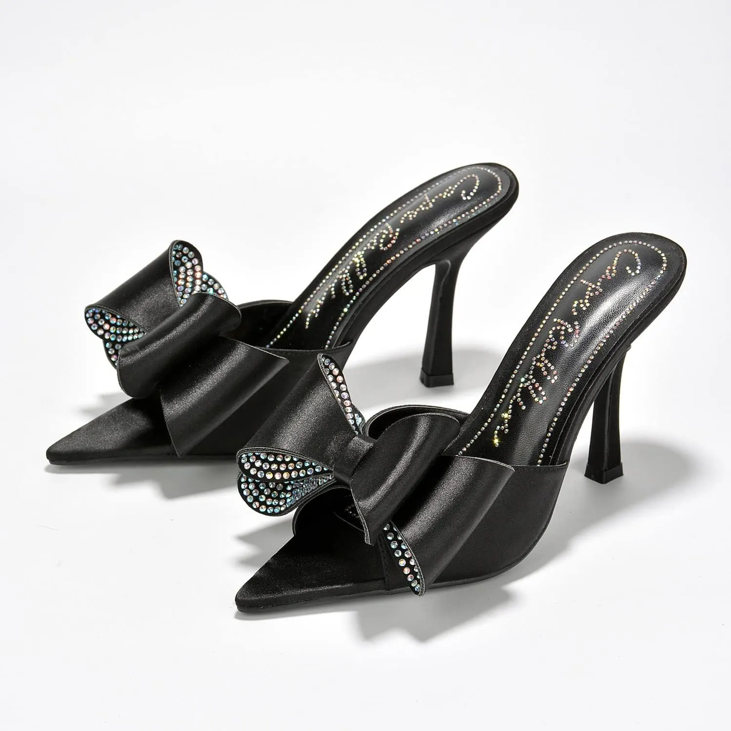 Cape Robbin Bellani Rhinestone Bow Pointy High Heels (Bellani)