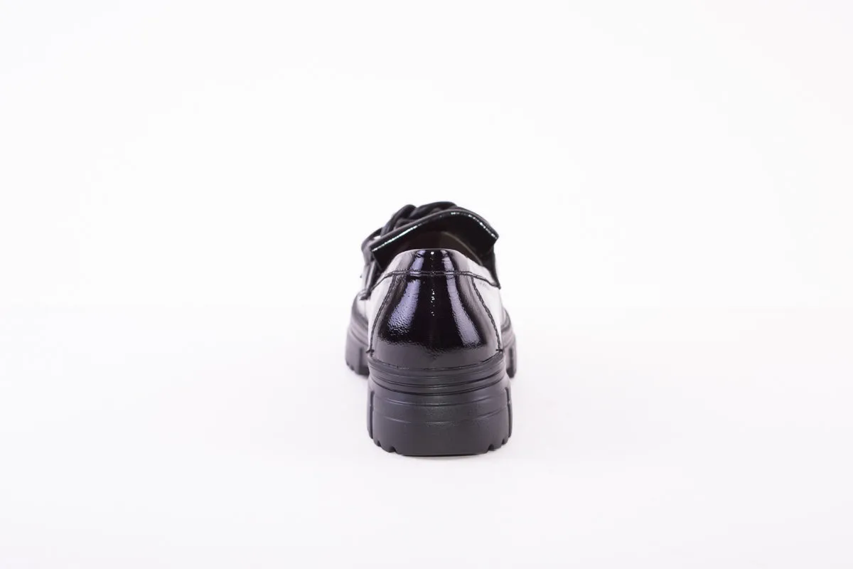 CAPRICE - 24701-017 FASHION "FRINGE" SLIP-ON SHOE - BLACK PATENT