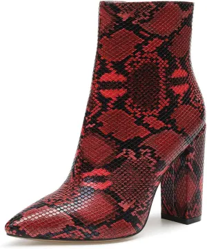 Castamere Womens High Block Heels Ankle Boots Pointed Toe Slip-on Boot with Zipper 10CM Heels