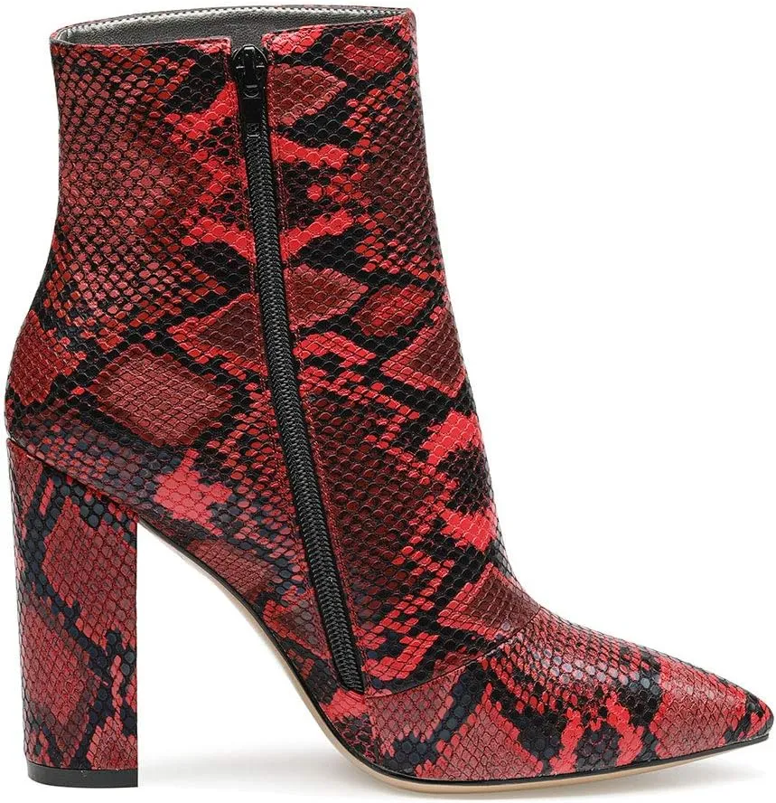 Castamere Womens High Block Heels Ankle Boots Pointed Toe Slip-on Boot with Zipper 10CM Heels