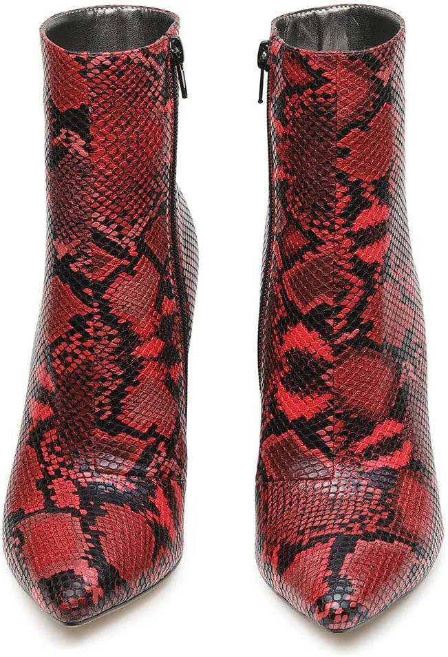 Castamere Womens High Block Heels Ankle Boots Pointed Toe Slip-on Boot with Zipper 10CM Heels