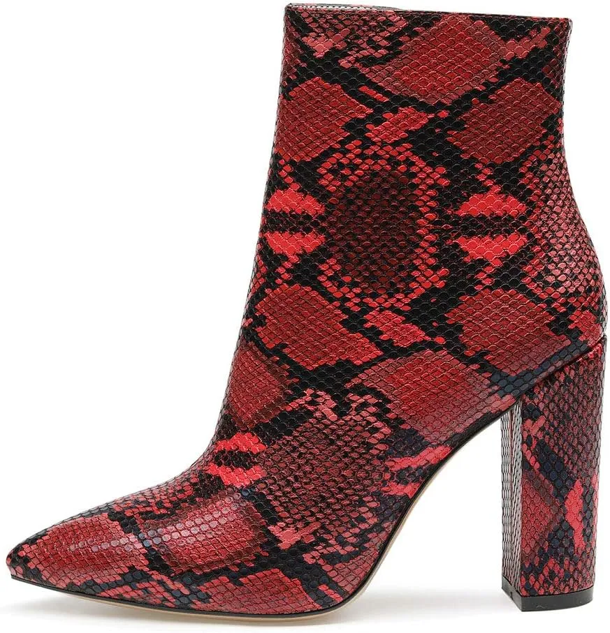 Castamere Womens High Block Heels Ankle Boots Pointed Toe Slip-on Boot with Zipper 10CM Heels