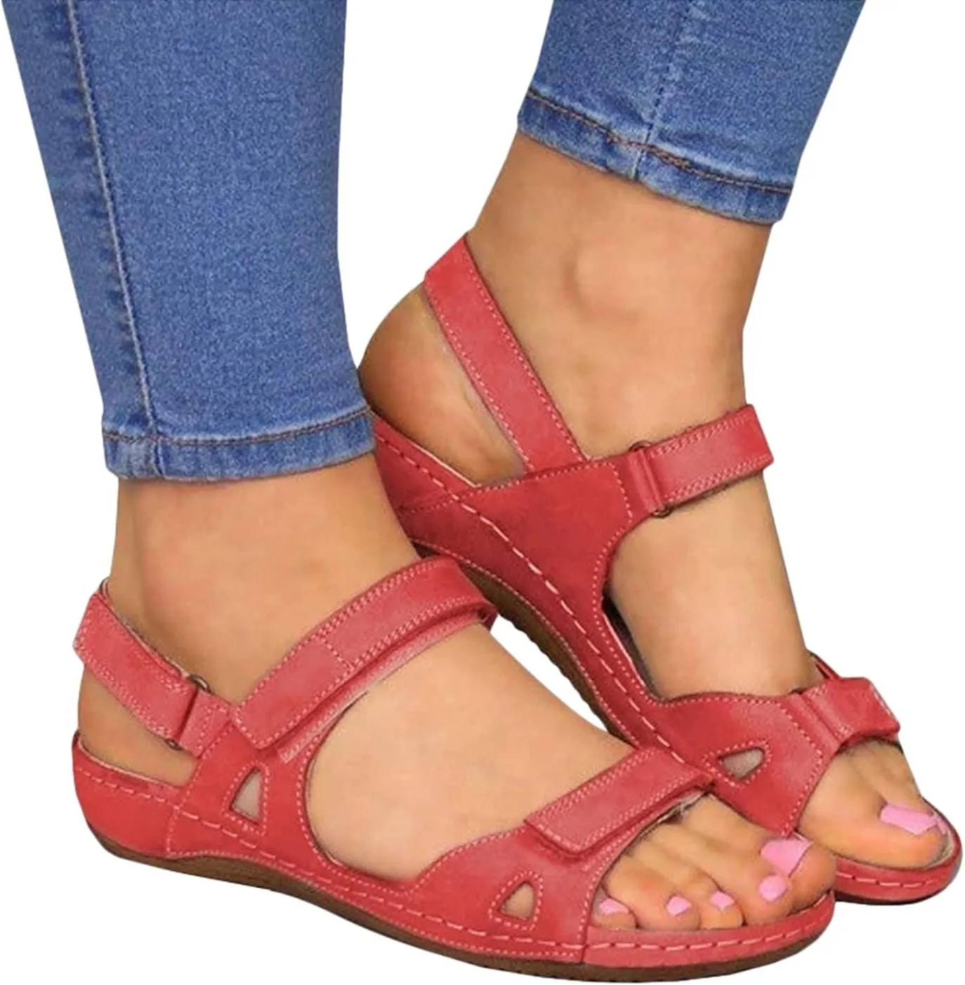 Casual Women's Platform Sandals with Adjustable Buckle Straps Stylish Open Toe Flats for Summer Resort Wear