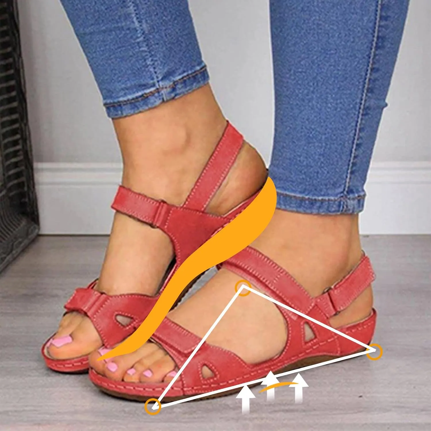 Casual Women's Platform Sandals with Adjustable Buckle Straps Stylish Open Toe Flats for Summer Resort Wear