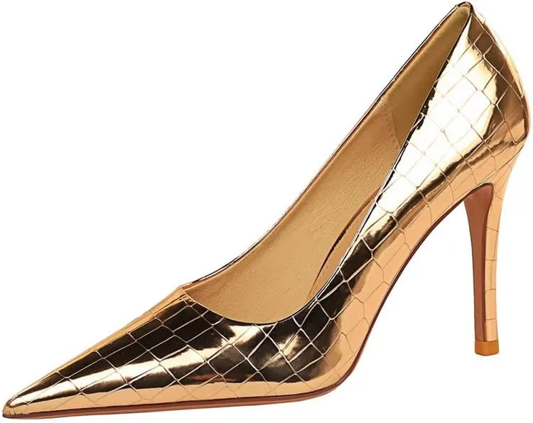 ChaiRong Zhou Womens High Heels 4 Inch Closed Pointed Toe Pumps Stiletto Heels for Wedding