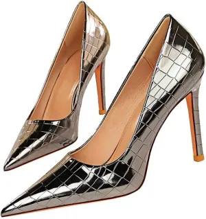 ChaiRong Zhou Womens High Heels 4 Inch Closed Pointed Toe Pumps Stiletto Heels for Wedding