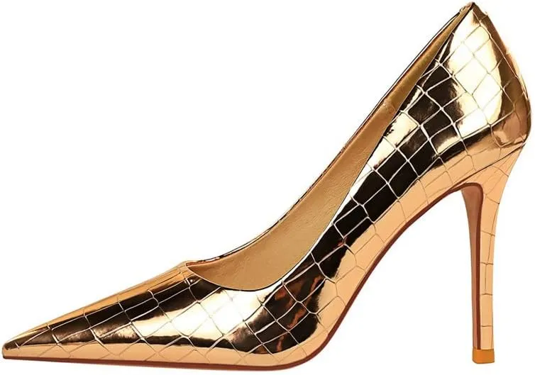 ChaiRong Zhou Womens High Heels 4 Inch Closed Pointed Toe Pumps Stiletto Heels for Wedding