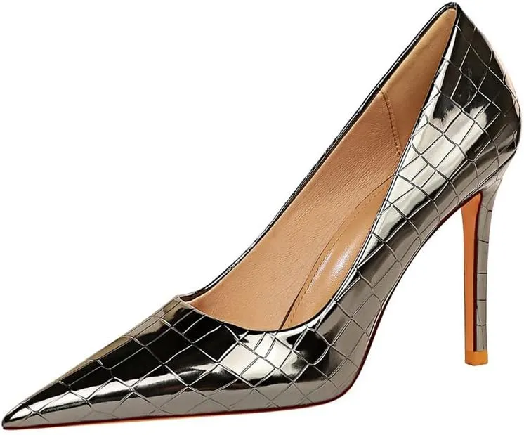 ChaiRong Zhou Womens High Heels 4 Inch Closed Pointed Toe Pumps Stiletto Heels for Wedding