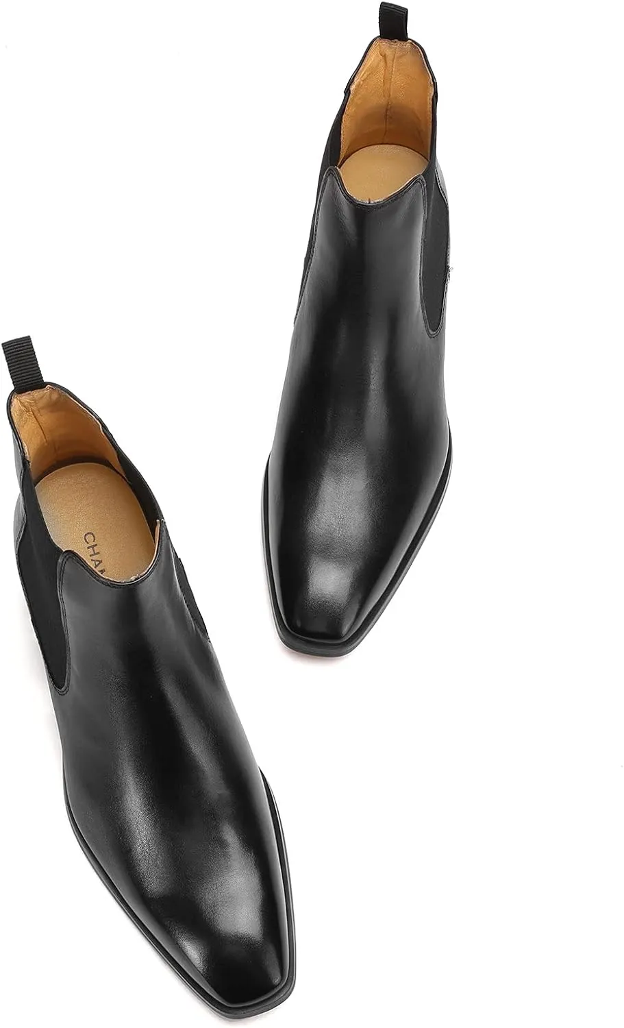 CHAMARIPA Men's Invisible Height Increasing Shoes - Leather Elevator Chelsea Shoes for Man,2-3 inches Taller.