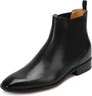 CHAMARIPA Men's Invisible Height Increasing Shoes - Leather Elevator Chelsea Shoes for Man,2-3 inches Taller.