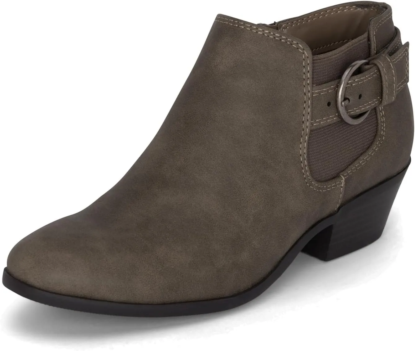 Chariot & Co: Kiki - Womens Western Chelsea Round Toe Ankle Boots - Adjustable Buckle Stacked Heel Booties