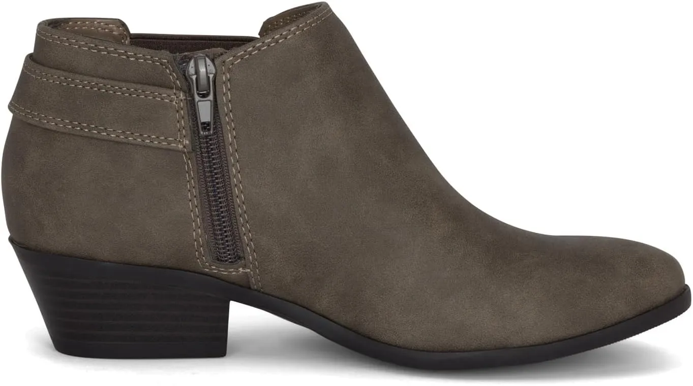 Chariot & Co: Kiki - Womens Western Chelsea Round Toe Ankle Boots - Adjustable Buckle Stacked Heel Booties