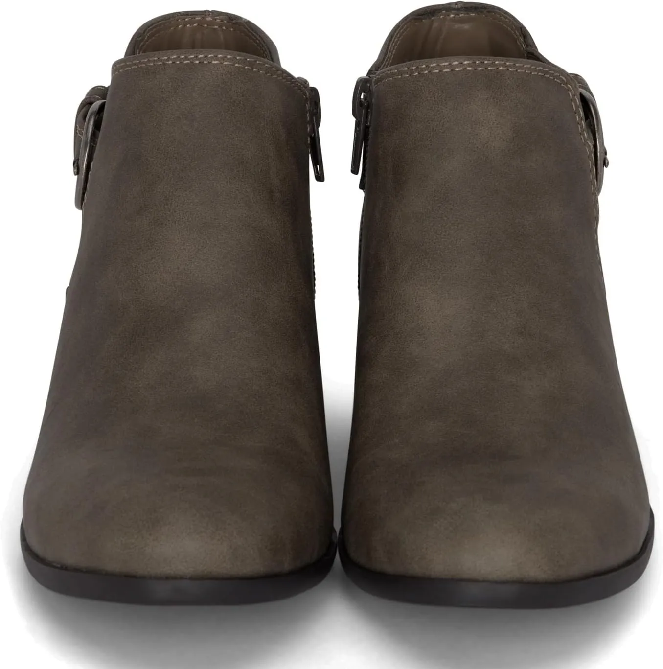 Chariot & Co: Kiki - Womens Western Chelsea Round Toe Ankle Boots - Adjustable Buckle Stacked Heel Booties
