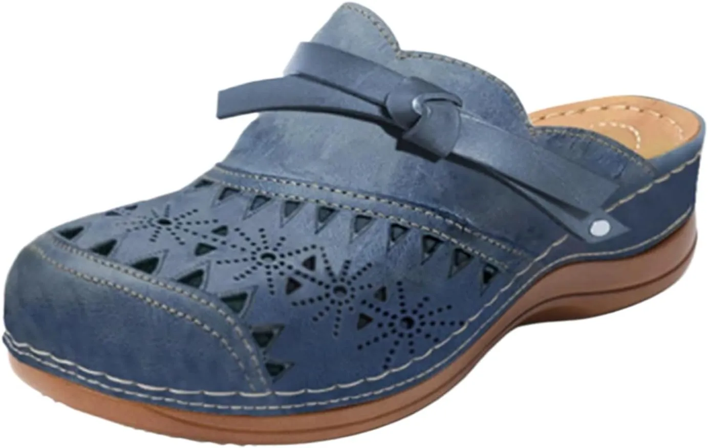 Clogs for Women Comfortable Arch Support Orthopedic Sandals Closed Toe Platform Wedge Sandals Hollow Out Slip On Slippers Non-Slip Retro Outdoors Casual Boho Summer Beach Sandal