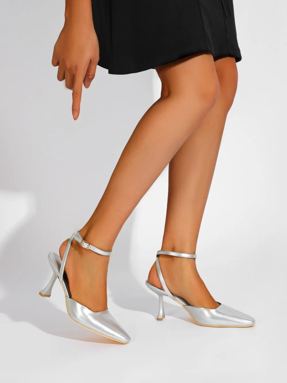 Closed Toe Heels for Women Sexy Square Toe Ankle Strap Mid Stiletto Pumps Comfortable Dress Bridal Wedding Kitten Shoes