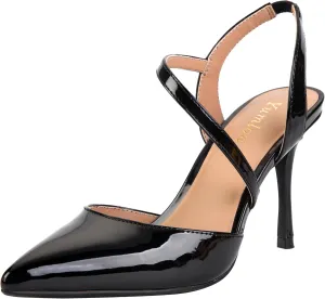 Closed Toe Slingback Heels Wedding High Stiletto Heel for Women 3.3 Inch Ankle Strap Pointed Toe Pumps Prom Dress Bride Shoes for Dinner Party Sexy