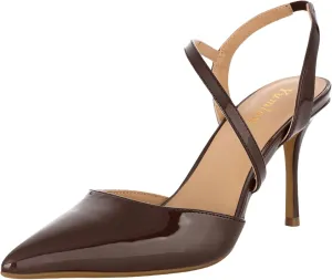 Closed Toe Slingback Heels Wedding High Stiletto Heel for Women 3.3 Inch Ankle Strap Pointed Toe Pumps Prom Dress Bride Shoes for Dinner Party Sexy