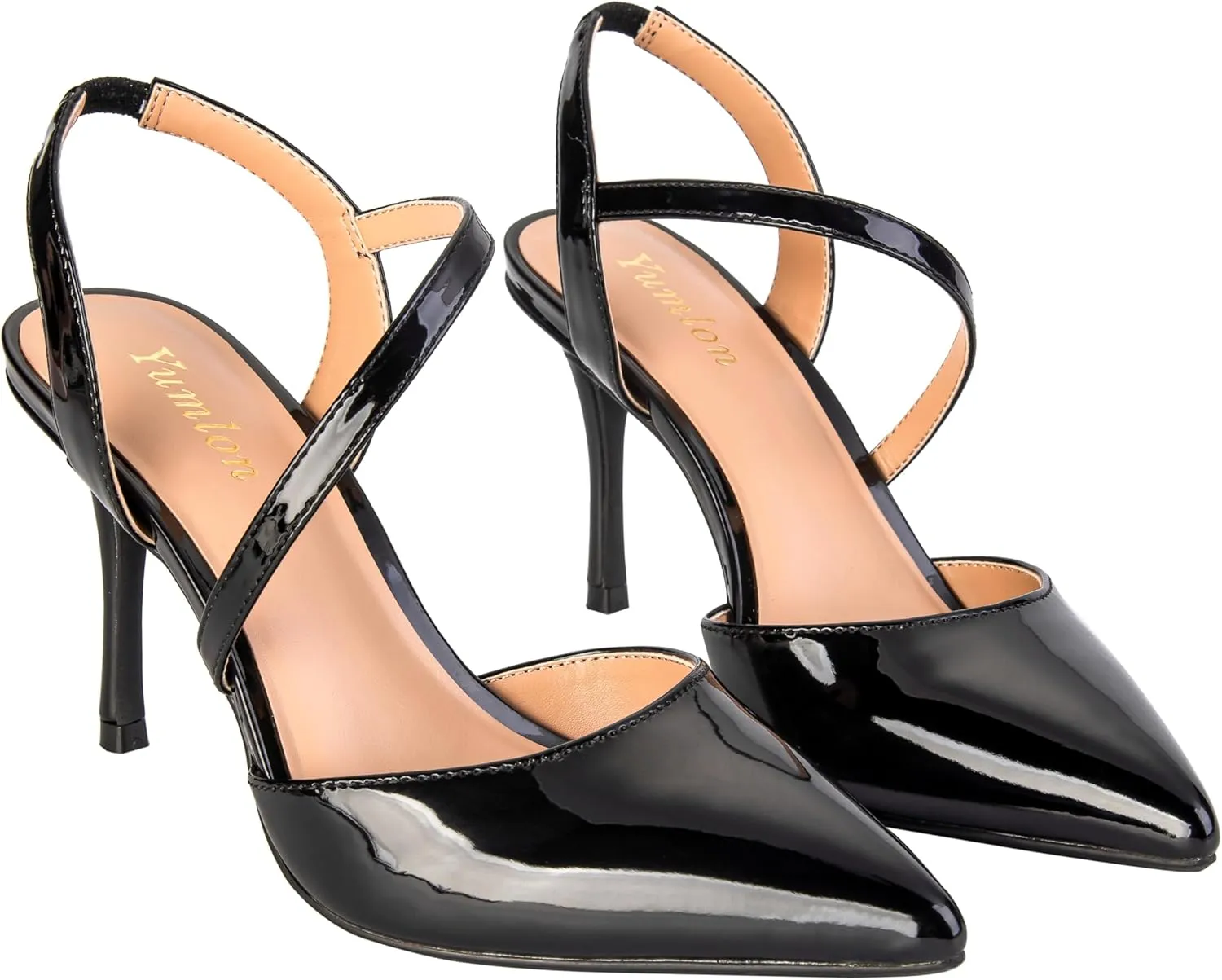 Closed Toe Slingback Heels Wedding High Stiletto Heel for Women 3.3 Inch Ankle Strap Pointed Toe Pumps Prom Dress Bride Shoes for Dinner Party Sexy