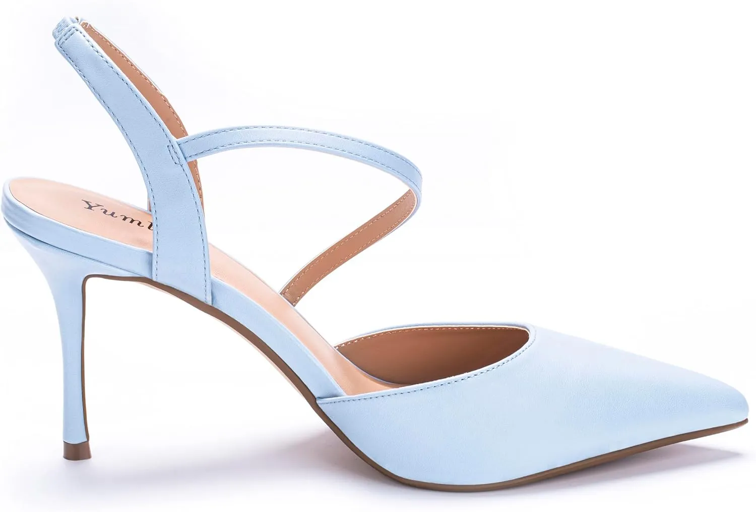 Closed Toe Slingback Heels Wedding High Stiletto Heel for Women 3.3 Inch Ankle Strap Pointed Toe Pumps Prom Dress Bride Shoes for Dinner Party Sexy