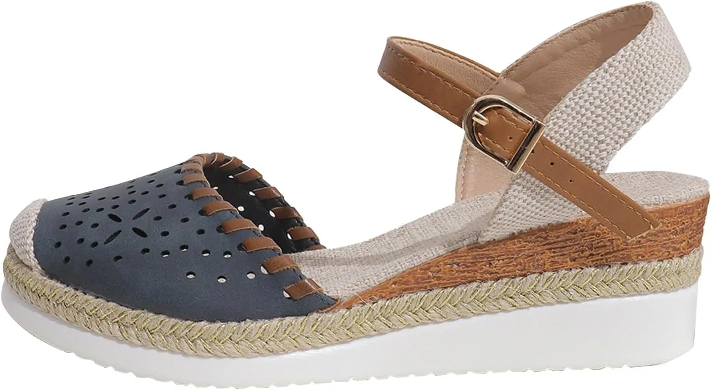Closed Toe Wedge Sandals for Women Platform Shoes Dressy Comfortable Wide Width Espadrilles Summer Casual Shoes