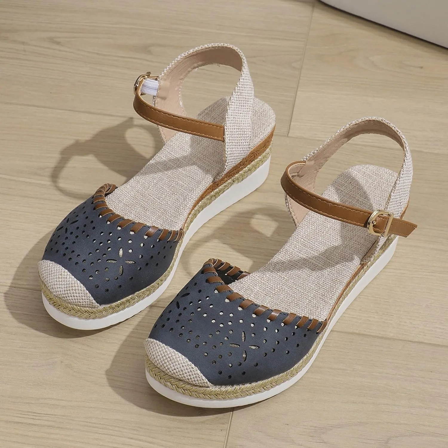 Closed Toe Wedge Sandals for Women Platform Shoes Dressy Comfortable Wide Width Espadrilles Summer Casual Shoes