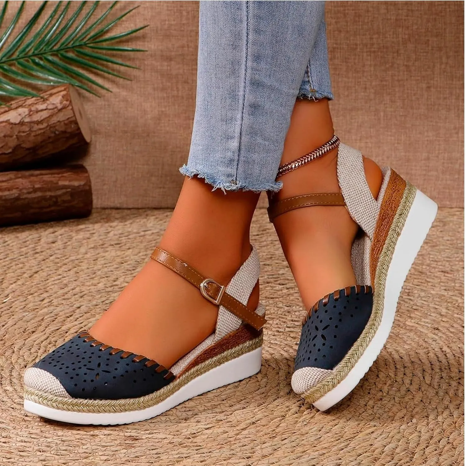 Closed Toe Wedge Sandals for Women Platform Shoes Dressy Comfortable Wide Width Espadrilles Summer Casual Shoes