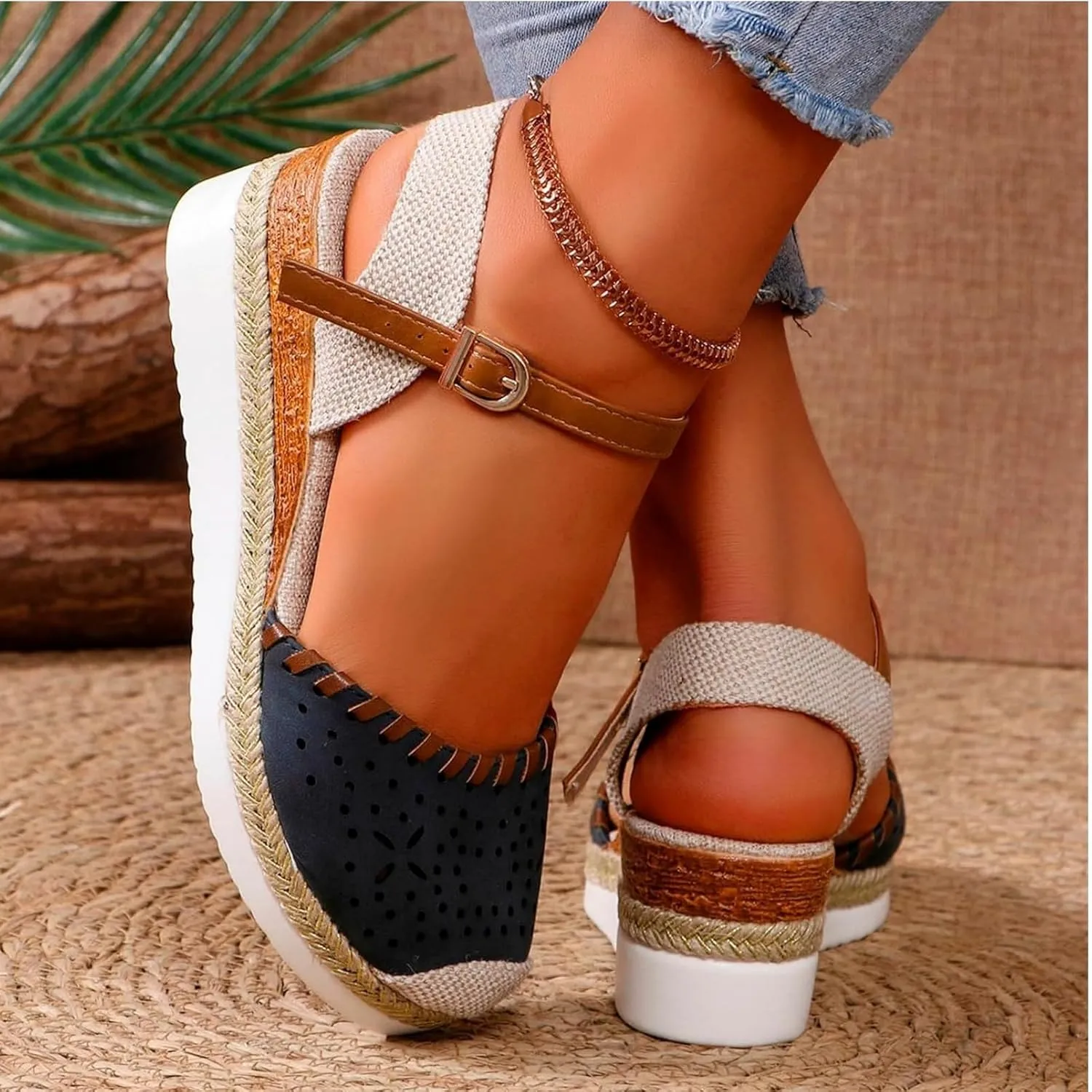 Closed Toe Wedge Sandals for Women Platform Shoes Dressy Comfortable Wide Width Espadrilles Summer Casual Shoes