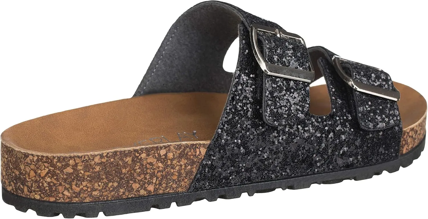 CLOVERLAY Women's Slide Sandals Casual Cork Footbed Platform Sandals Open Toe Slides