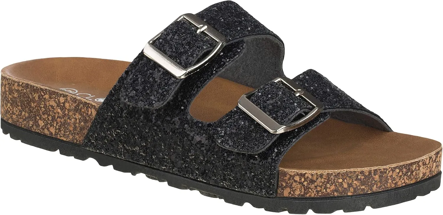 CLOVERLAY Women's Slide Sandals Casual Cork Footbed Platform Sandals Open Toe Slides
