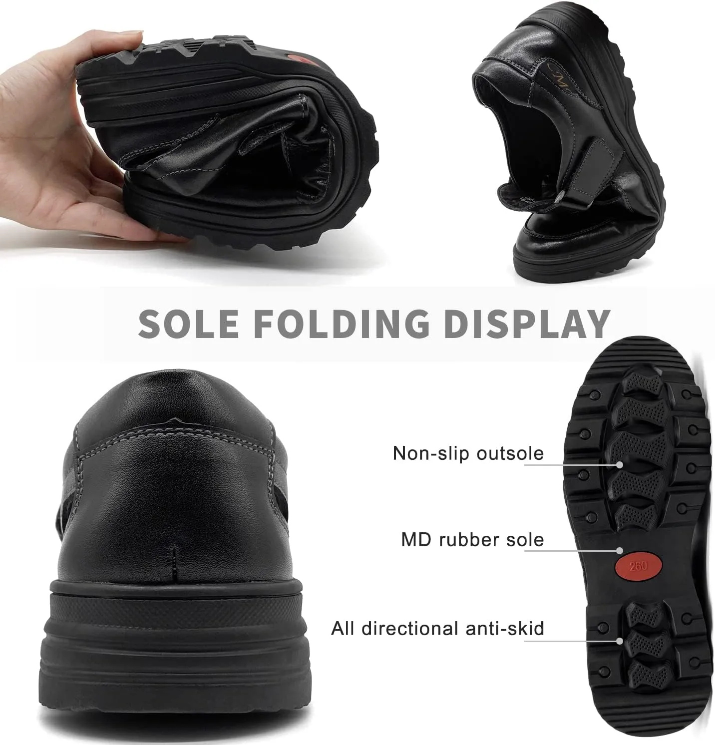 CMM Mens Casual Closed Toe Leather Sandals Outdoor Fisherman Adjustable Summer Shoes