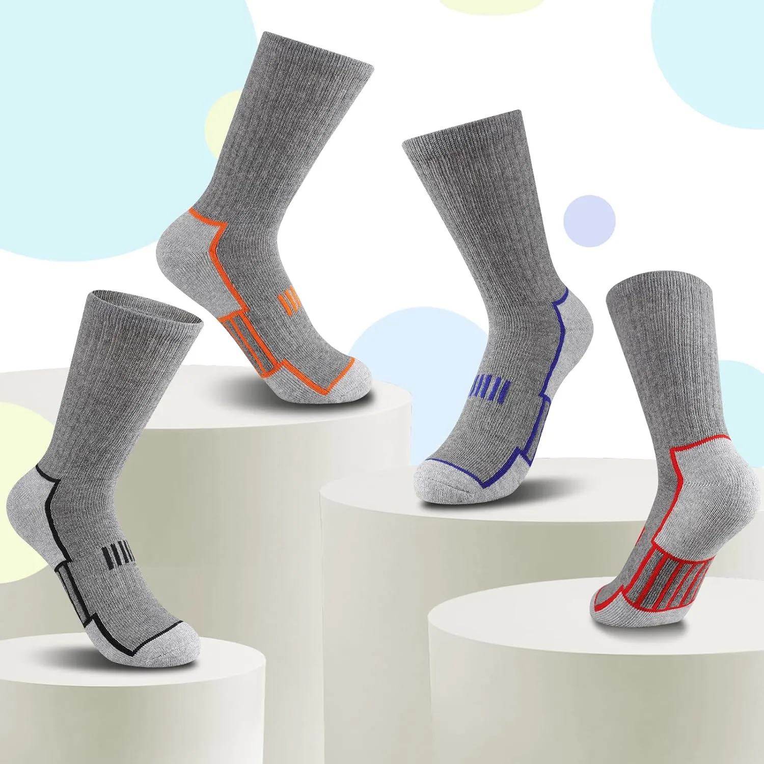 Comfoex 10 Pairs Boys Socks Crew Athletic Calf Long Socks Half Cushioned Socks For Kids 4-6 6-8 8-10 Years Old