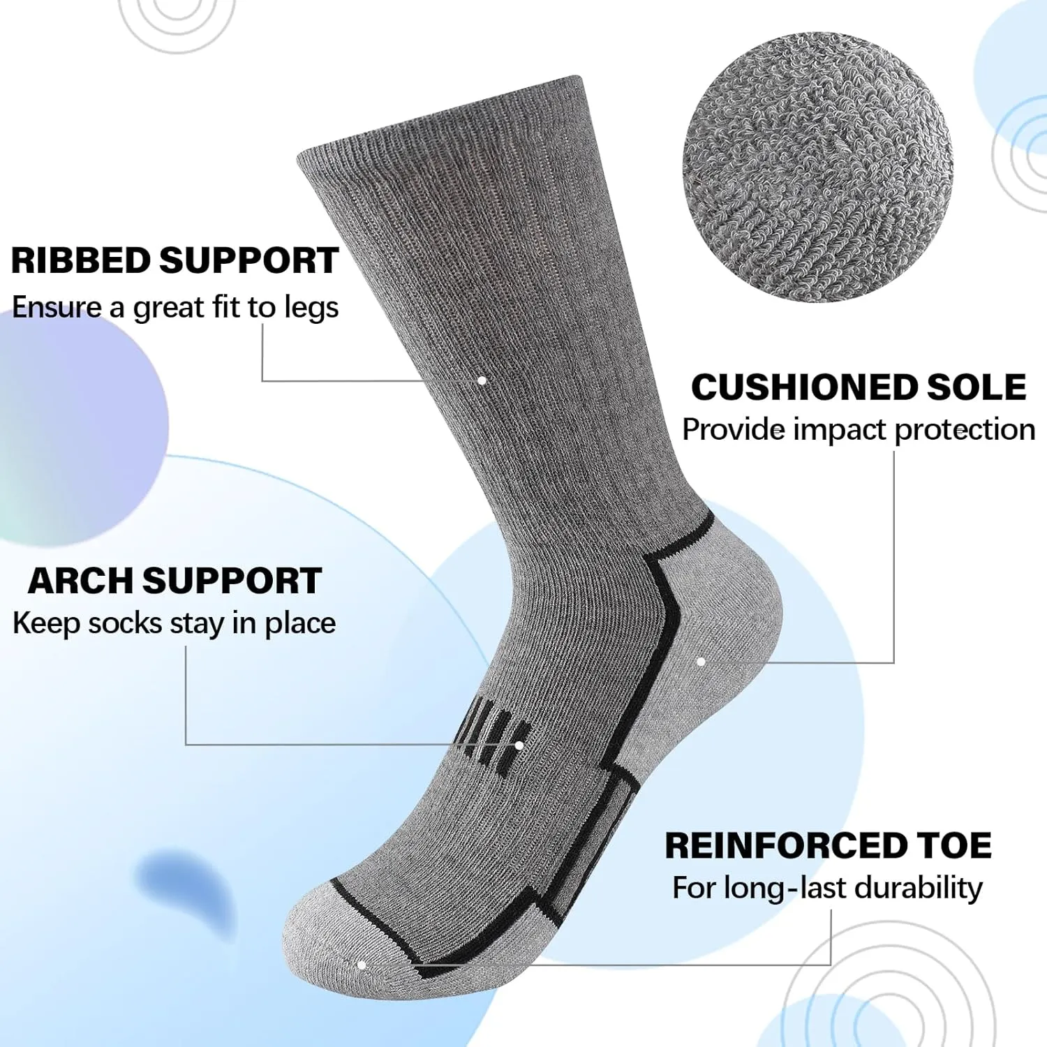Comfoex 10 Pairs Boys Socks Crew Athletic Calf Long Socks Half Cushioned Socks For Kids 4-6 6-8 8-10 Years Old