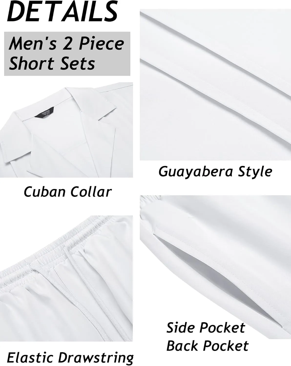 COOFANDY Mens 2 Piece Short Set Guayabera Button Down Shirt Casual Summer Beach Outfits
