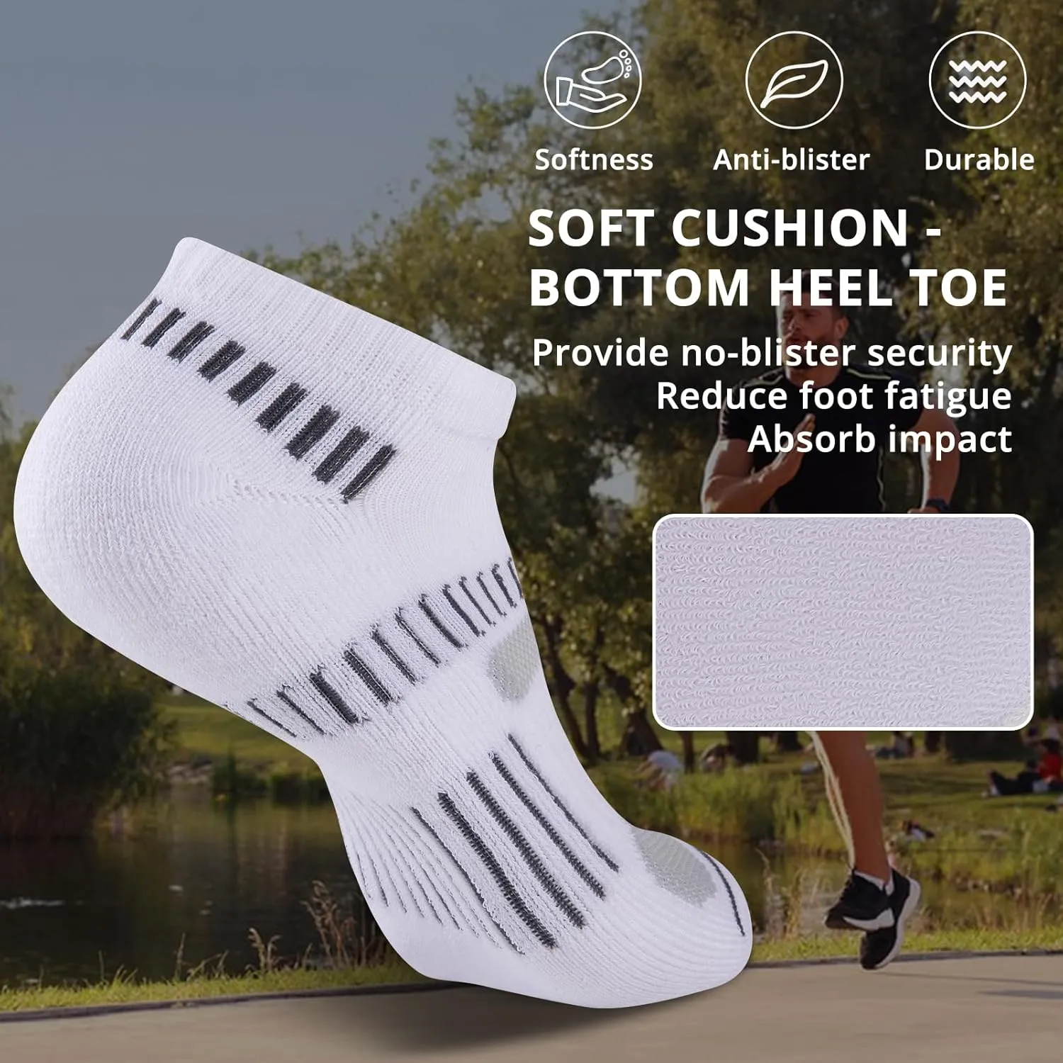 COOPLUS Mens 10 Pairs Ankle Athletic Low Cut Socks Cushioned Breathable Running Performance Sport No Show Socks