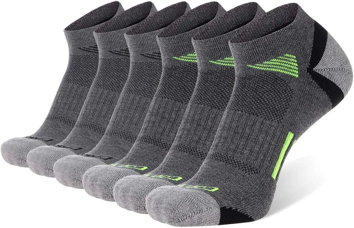 COOVAN Mens Ankle Athletic Socks Low Cut Cushioned Breathable Running Sports Socks 6 Pack