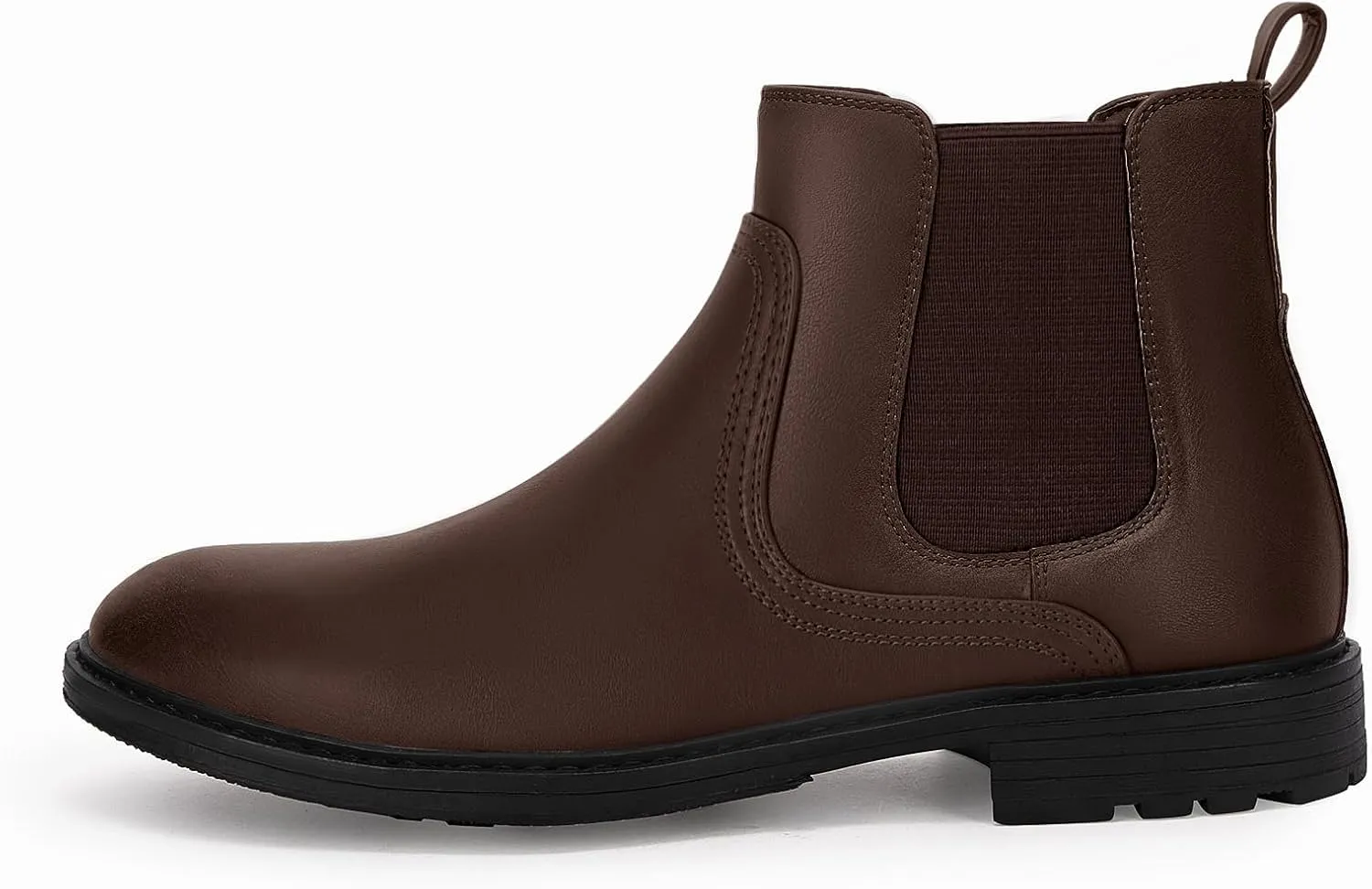 Coutgo Men's Ankle Boots Chelsea Booties Round Toe Slip on Waterproof Leather Dress Booties for Men