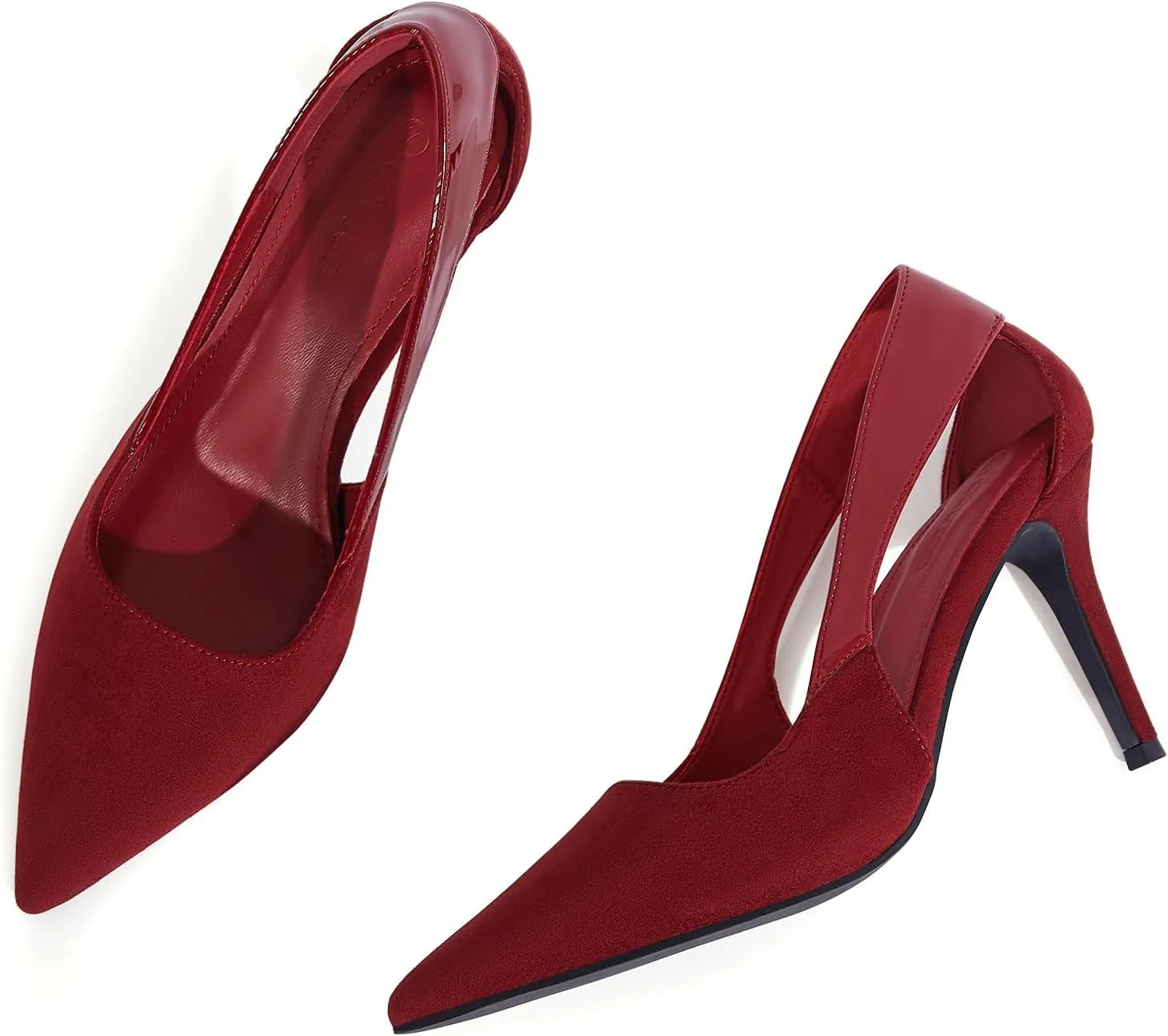 Coutgo Womens Dressy Heels Shoes Closed Pointed Toe Cut Out Pumps Casual Work Shoes