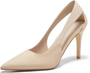Coutgo Womens Dressy Heels Shoes Closed Pointed Toe Cut Out Pumps Casual Work Shoes