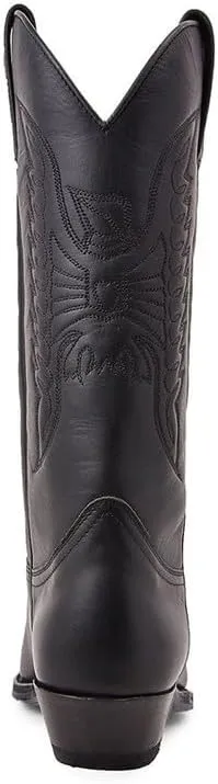 Cowboy Boots Men Boots Pointed Toe Vintage Square Toe Chunky Block Heel Pointed Mid-Calf Leather Western Boots