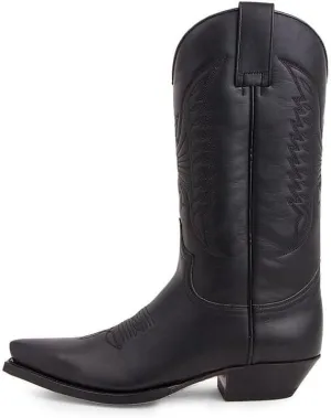 Cowboy Boots Men Boots Pointed Toe Vintage Square Toe Chunky Block Heel Pointed Mid-Calf Leather Western Boots