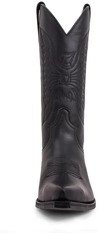 Cowboy Boots Men Boots Pointed Toe Vintage Square Toe Chunky Block Heel Pointed Mid-Calf Leather Western Boots