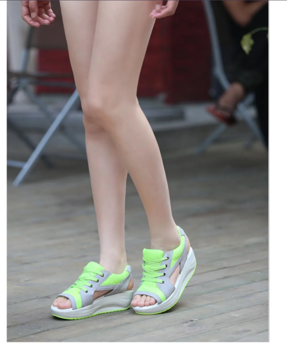 Cutout Lace Up Muffin Sandals for Women, Open Toe Tennis Shoes，Contrast Paneled Sandals, Summer Womens Platform Wedges Peep Toe Strappy Sneaker