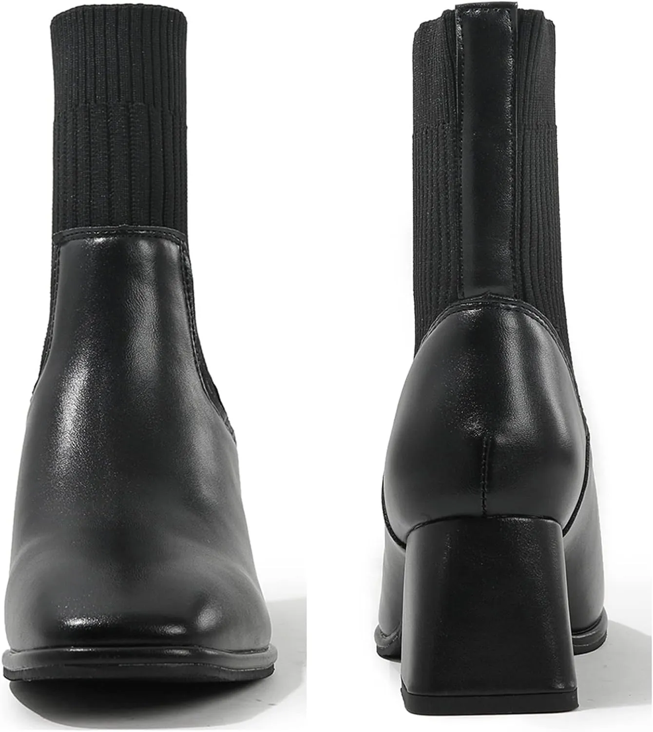 DADAWEN Women's Elastic Chelsea Boots Chunky Block Heel Ankle Booties