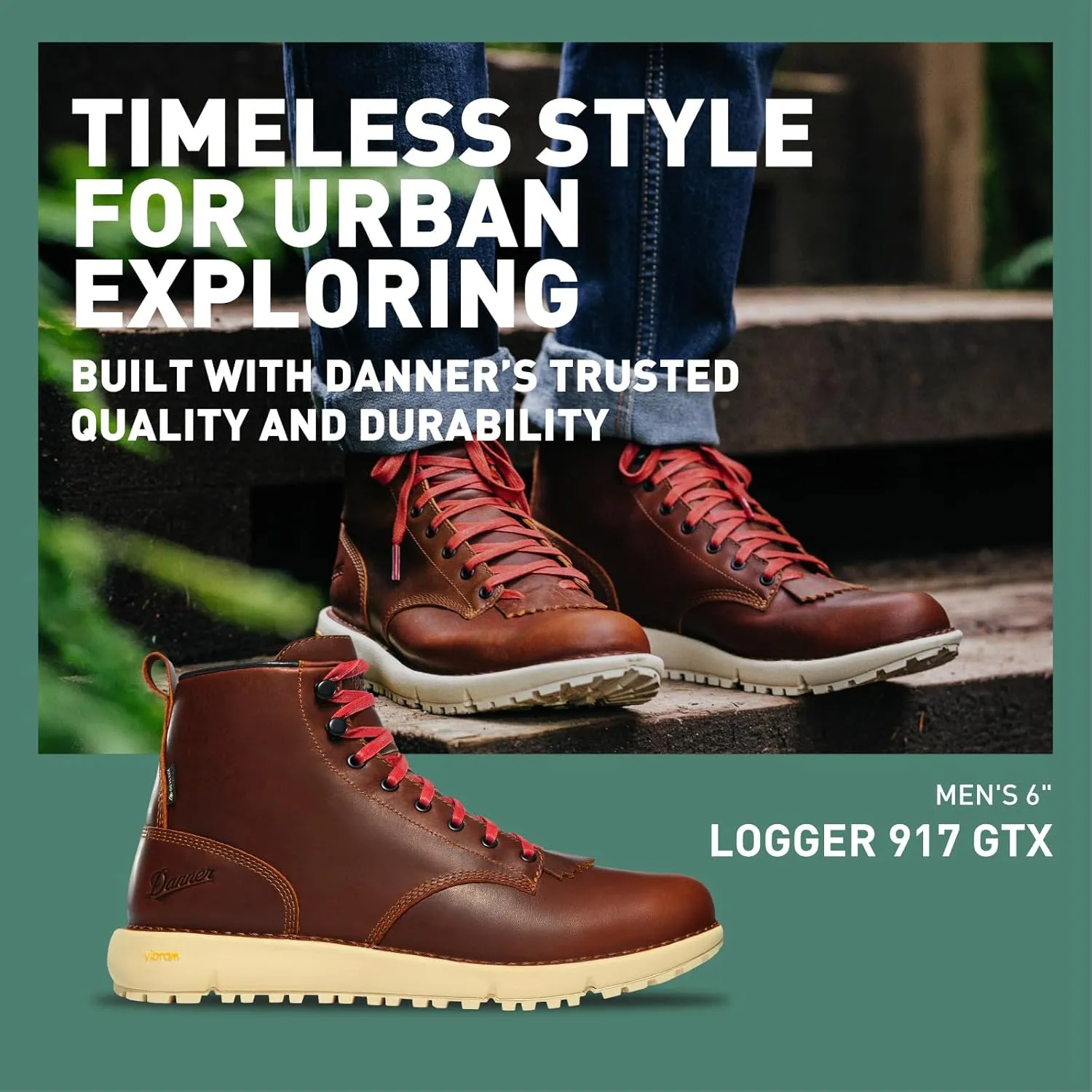 Danner Logger 917 6" Waterproof Hiking Boots for Men - Full-Grain Leather with Breathable Gore-Tex, Vibram SPE Midsole, and 917 Traction Outsole