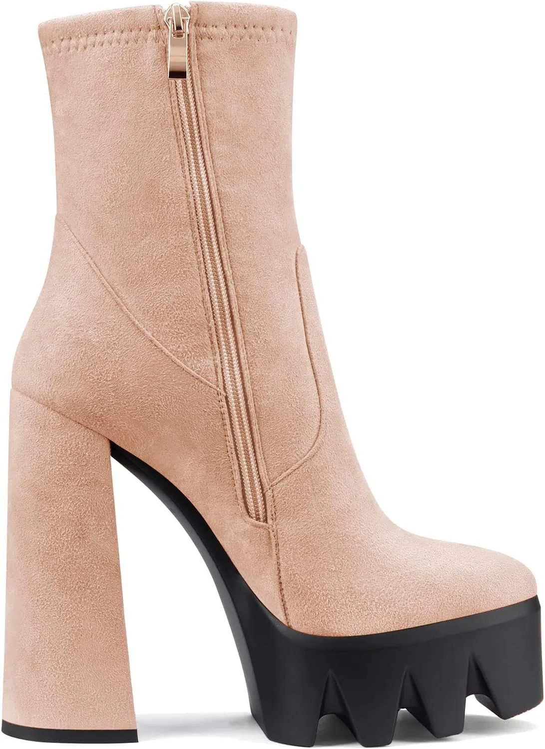 DearOnly Women Chunky Block High Heel Platform Pointed Toe Ankle Boots Short Bootie Zipper Slip-on Classic Wedding Party 5.5 Inches Heels Boots